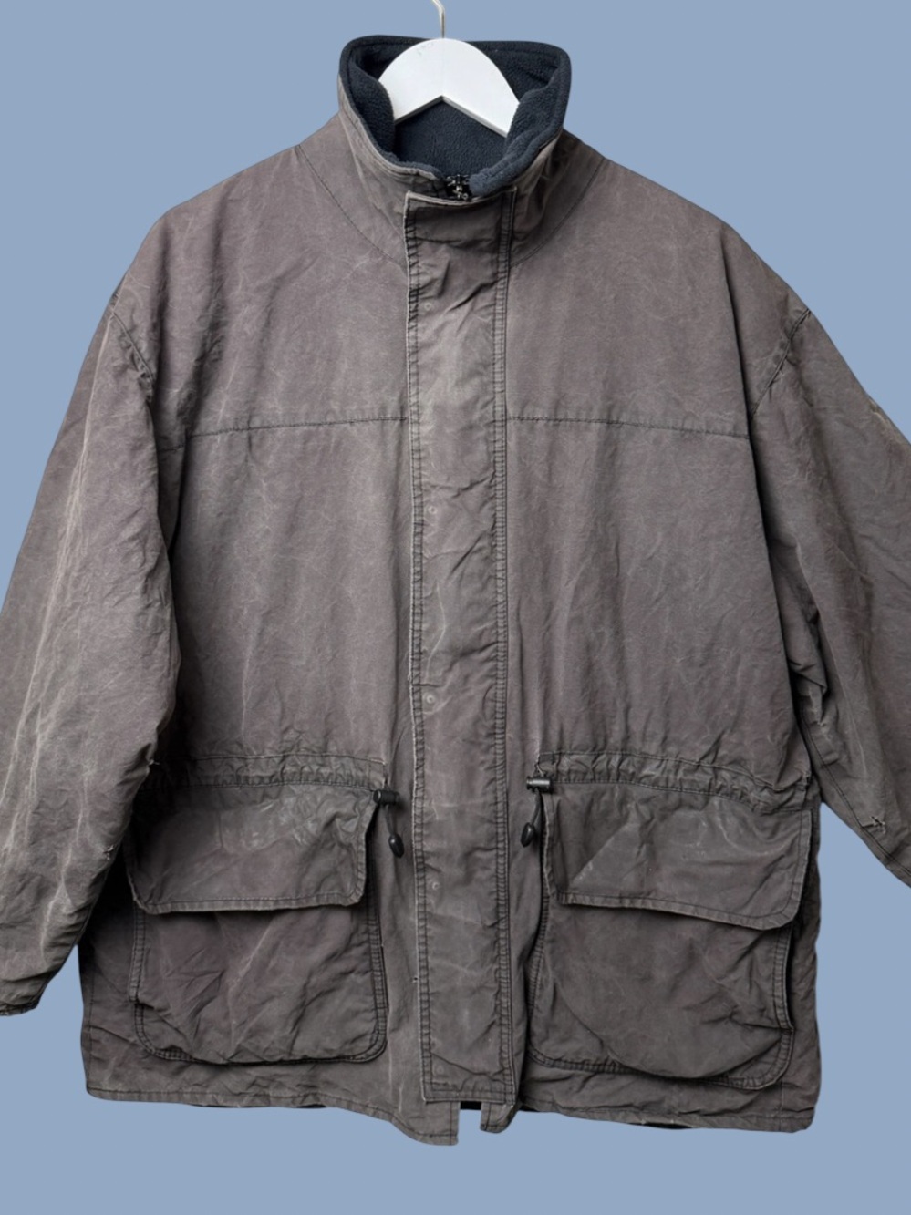 Vintage Barbour Polarwax Jacket A1506 Olive Barn Chore Coat Fleece England Made